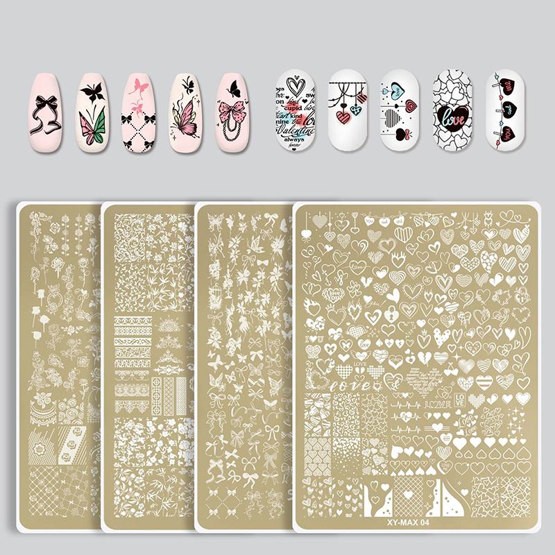 Large Nail Stamping Plates Butterfly Flower Pattern Stainless Steel Stencil Nail Art Stamps Geometry Template Nail Tools