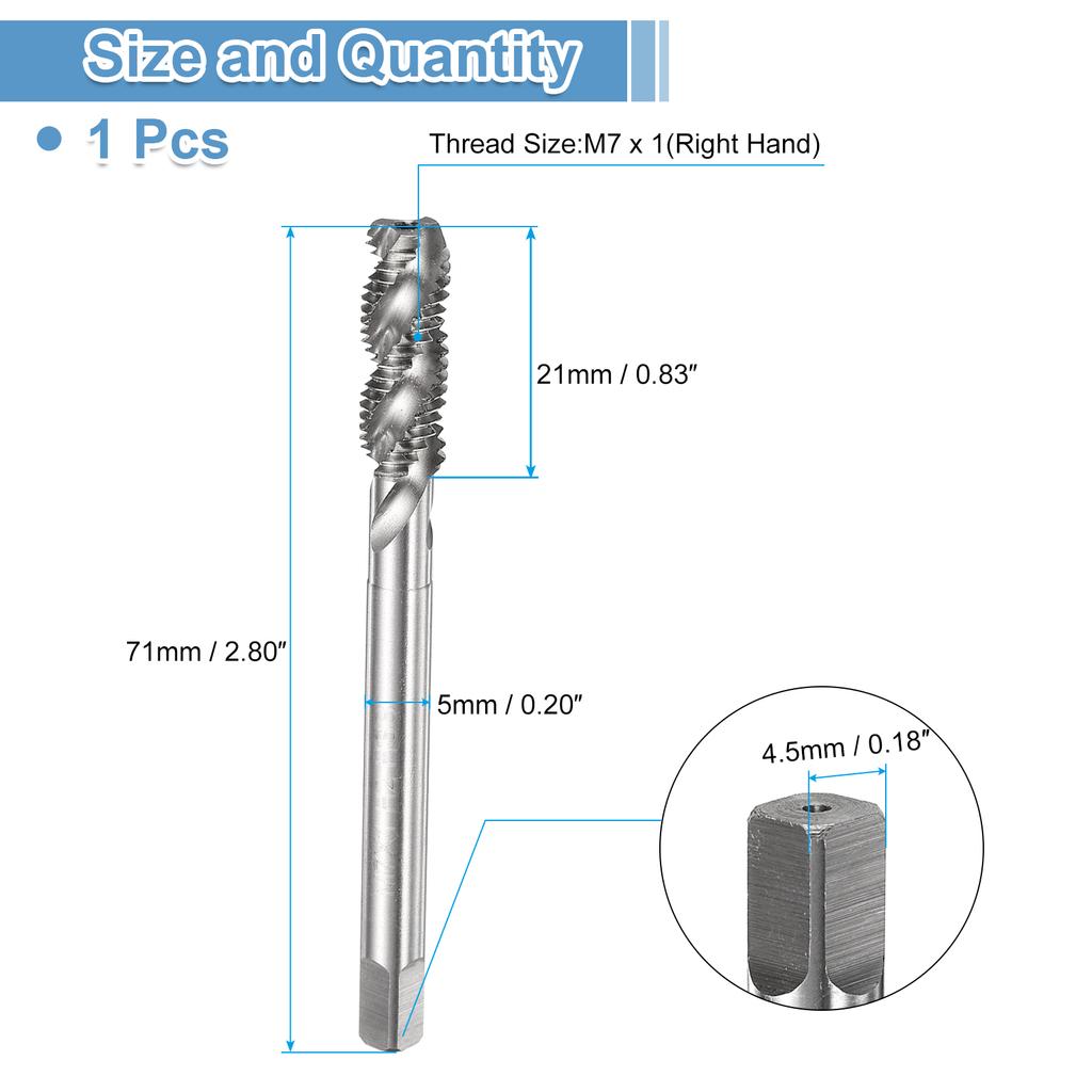 M2 M2.5 M3 M4 M5 M6 M7 M8 M10 M12 M14 M16 M18 M20 M22 Spiral Flute Thread Tap Metric Machine Taps HSS6542 Uncoated