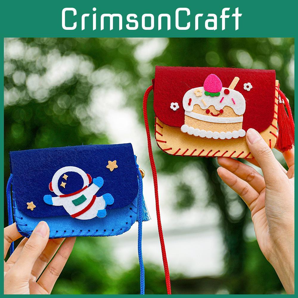 Children Handmade Cartoon Pattern Non Woven Fabric Crossbody Bag Material Set For Kids Handmade Gift