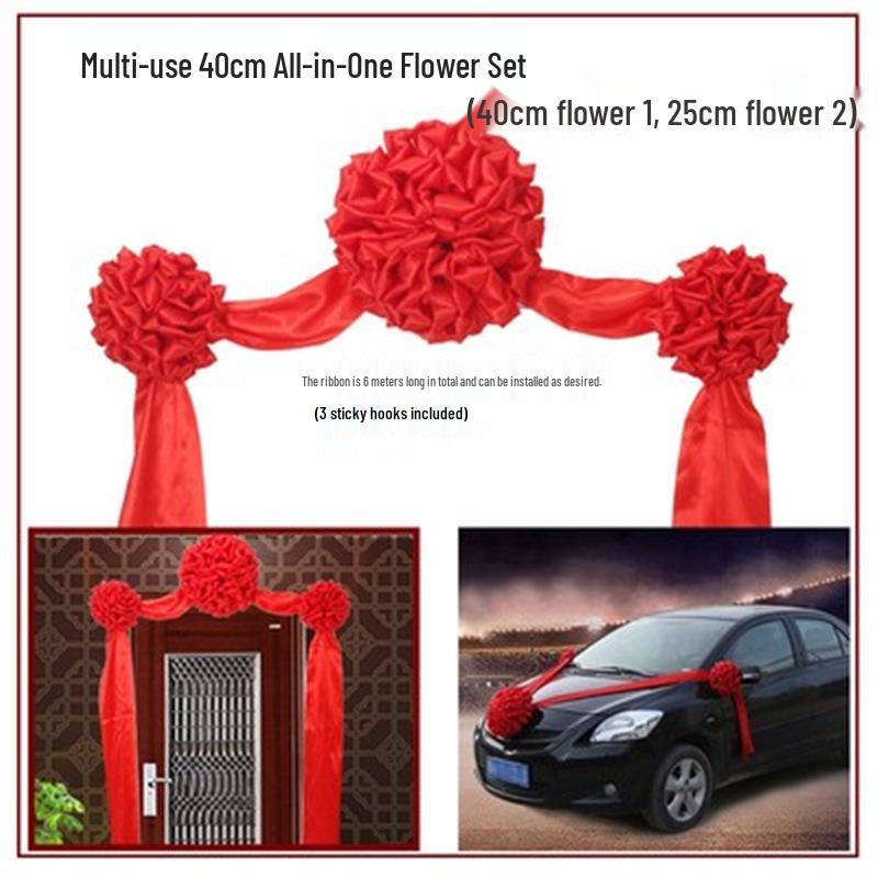 

Елегантний Набір Квіткових Прикрас для Весільного Авто - Квіткова Композиція для Основного Авто та Авто Супроводу