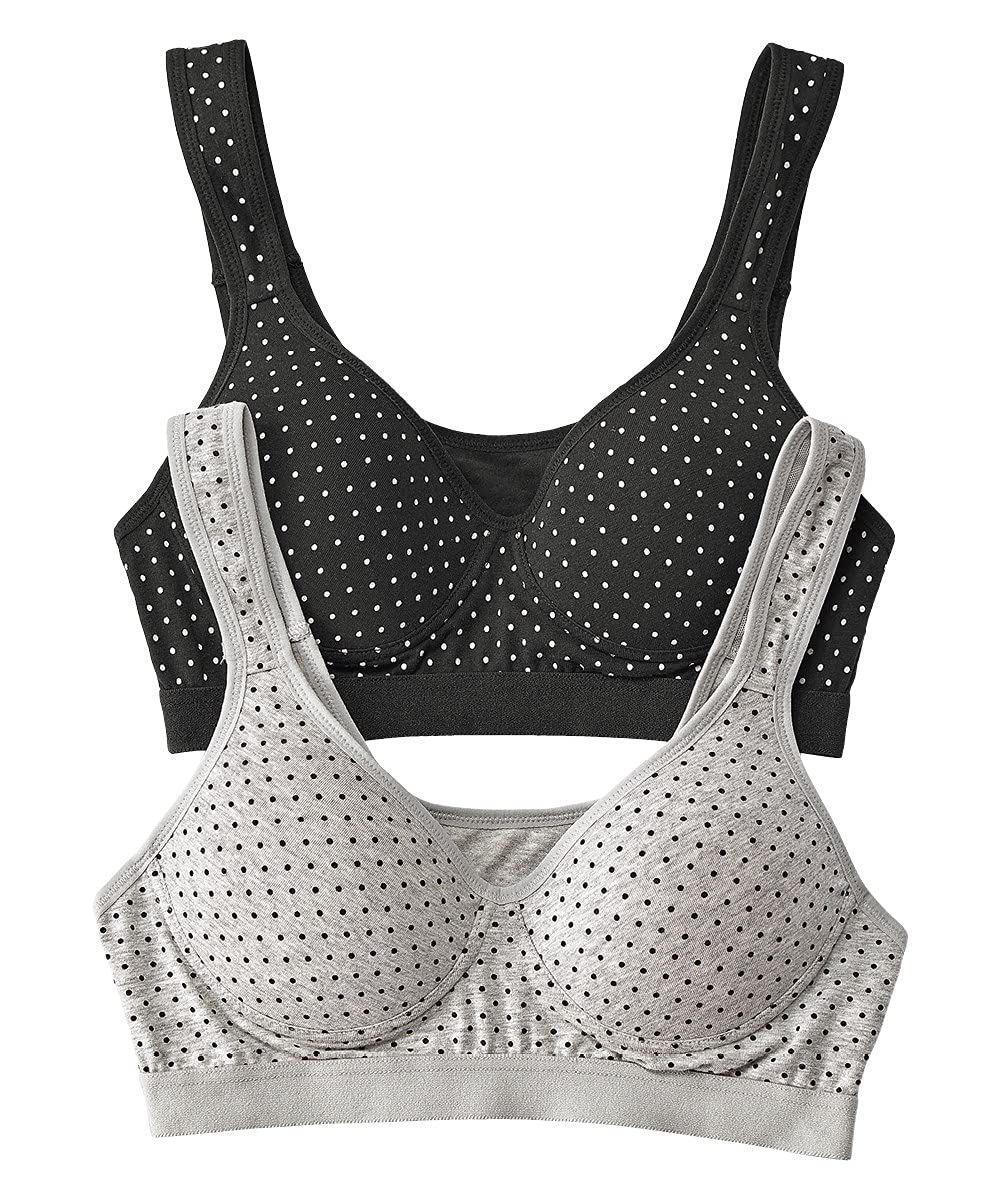 

Хлопковая смесь Формованный Полукомплект в горошек Меланж 3L [Nissen] Бюстгальтер, Топ, 2, (Черный + Серый),