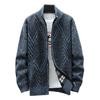 Gestrickte Langarm Herren Strickjacke Herbst Winter Geometrisches Muster Stehkragen Pullover Mantel Oberbekleidung
