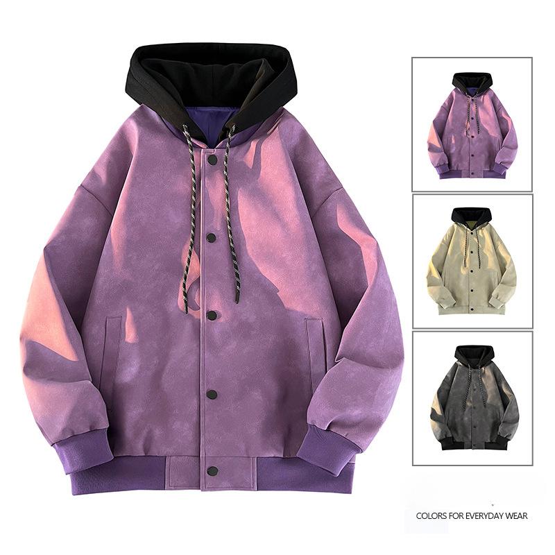 Spring and Autumn Trendy Brand High Street Fashion Contrast Color Stand Collar Jacket Men's Loose and Versatile Casual Jacket