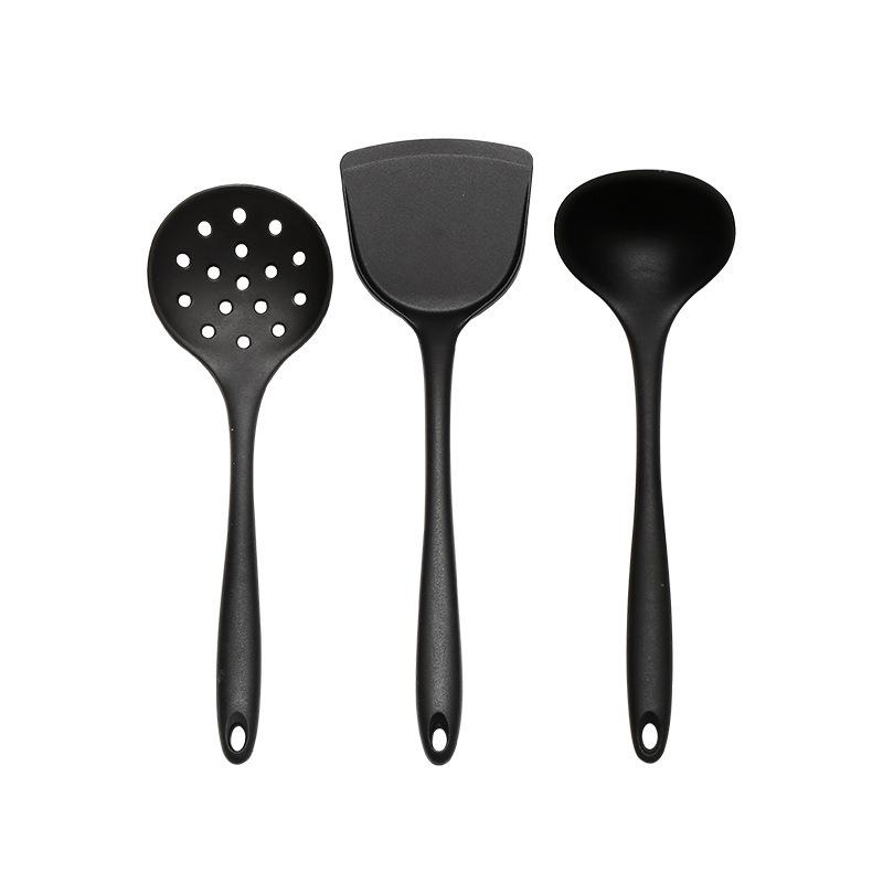 Silicone Non-stick Cookware Set: Stir-fry Spatula, Soup Ladle, Slotted Spoon, High-Temperature Long Handle.