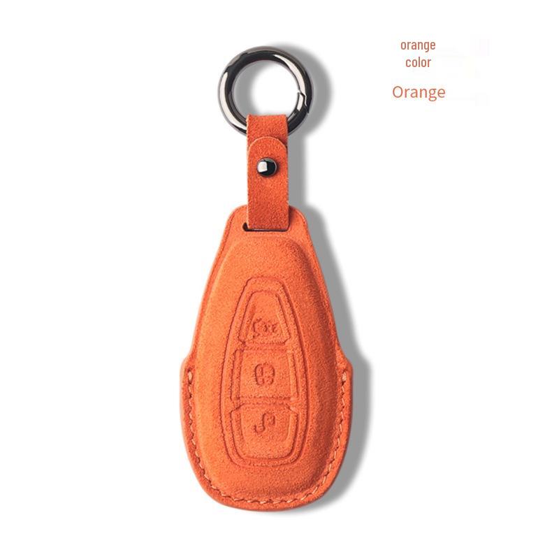 Genuine Leather Key Case for 2017-18 Ford Explorer/Mustang with Suede Buckle