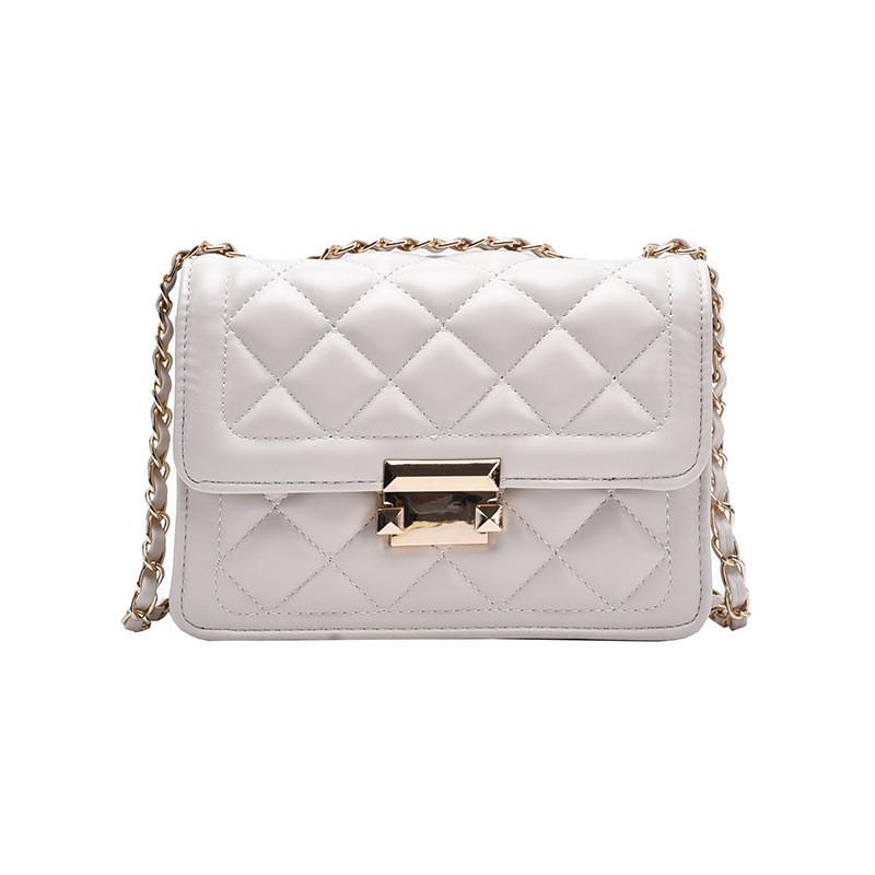 White Red Blue Black 2023 Spring Summer New Rhombus Chain Bag Urban Simple Pu Medium Crossbody Bag