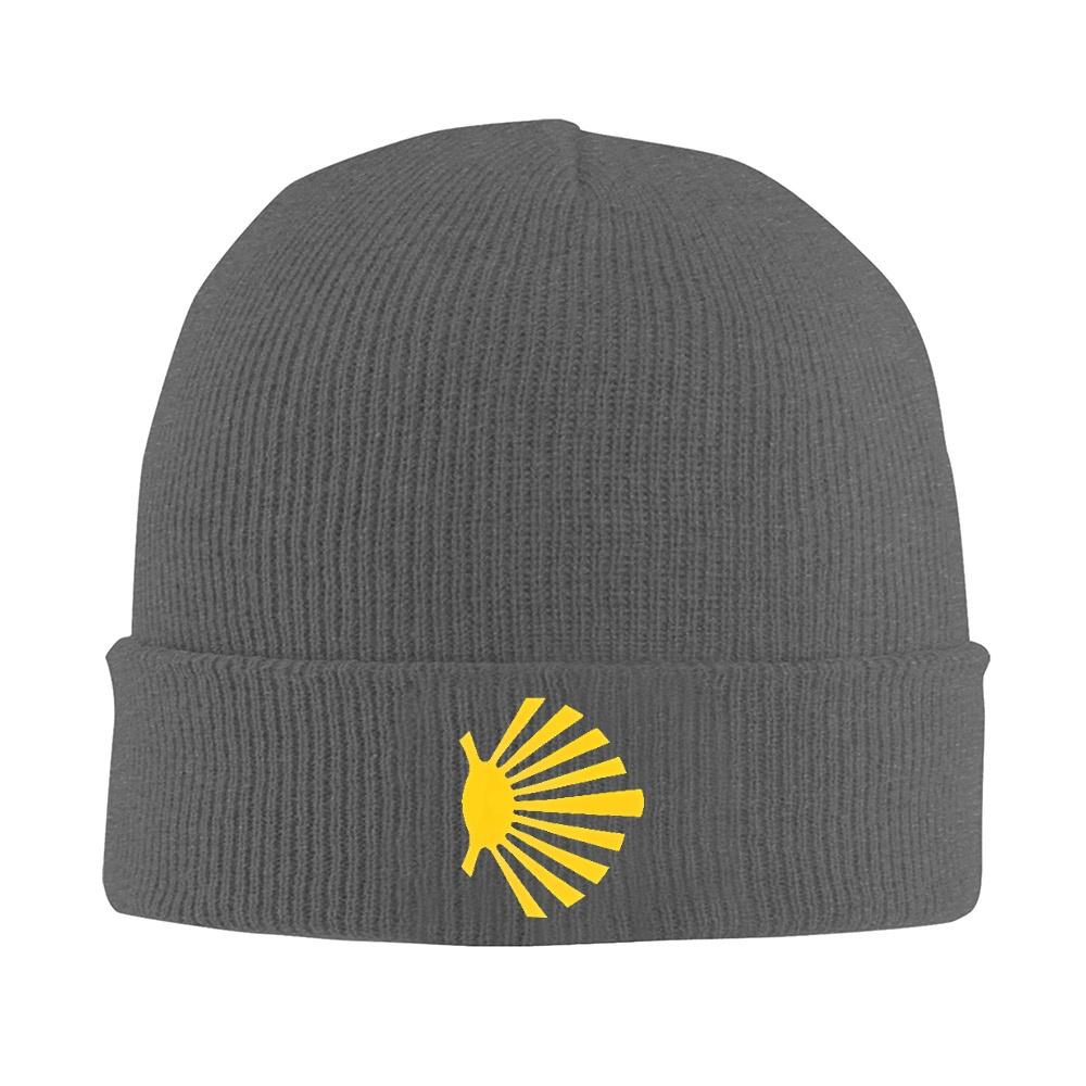 1pc Camino De Santiago Symbol Large Yellow Scallop Shell Warm Knitted Cap Bonnet Hat Autumn Winter Outdoor Beanies Hats Unisex Adul