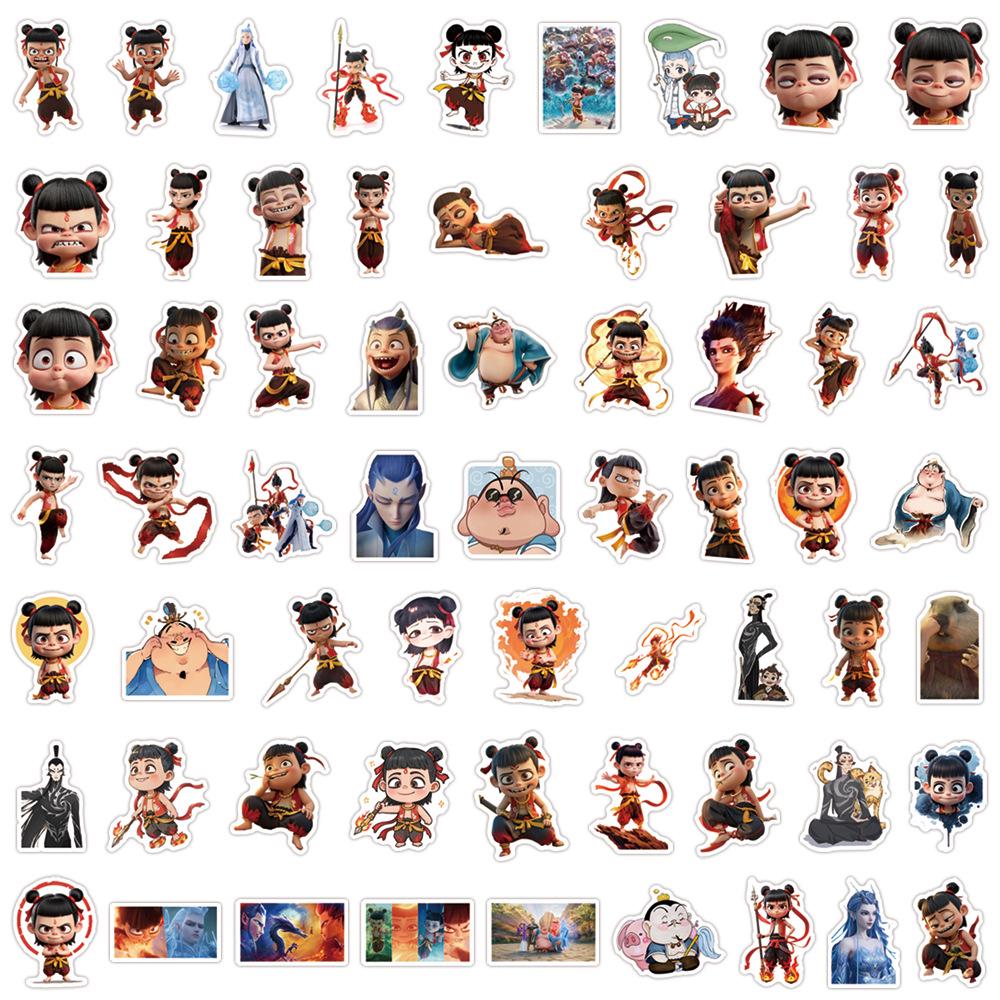 

60PCS Cartoon Magic Boy Ao Bing & Nezha Waterproof Stickers for Journals, Water Bottles, and Computers
