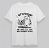 Women's Oversize T-Shirt 99 Problems Treat Solve Print Tee Short Cotton White