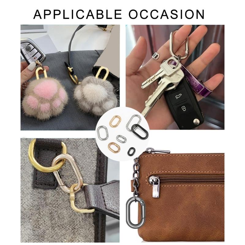 2 Pcs/Set Oval Rings Buckle Spring Oval Rings Spring Keyring Buckles Metal Oval Rings for Bag Purses Belts Keychain
