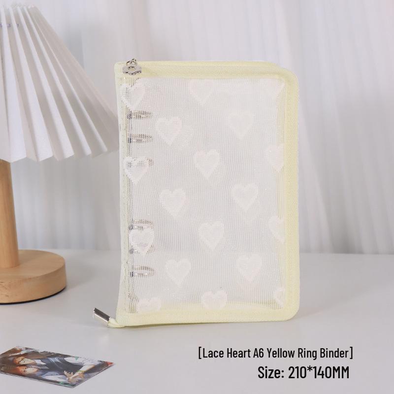 Lace Heart A6 Diary: PVC Detachable 6-Hole Notebook Cover