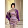 Autumn/Winter Fur Collar Knit Cardigan and Rose Flower Strapless Dress Set