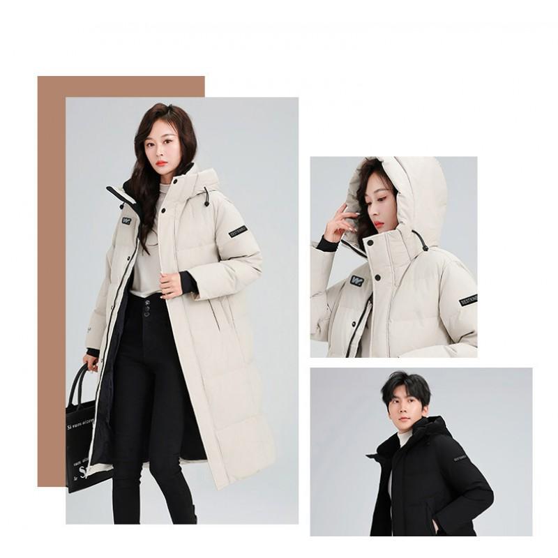 Women Men Long Winter Down Coat Over Knee Loose Thick White Duck 90% Fill Power Warm Outdoor Parka