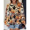 Womens Casual Hoodie With 3D Halloween Print Round Neck Lightweight Breathable Fabric
