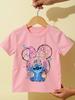 Stitch Kids Summer 100Cotton TShirts Clothing Boys and Girls Casual Comfort Short Sleeve Cartoon Figure Printed Tshirt