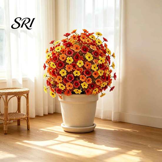 Elegant Artificial Flowers for Events Fall Topiary Ball Flowers, Mums Plants Tree, UV Resistant Outdoor with Fake Home Decor Spike, Plants,