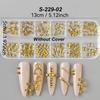 New 12 Grids Nail Charms Silvery Golden Alloy Nail Decor Y2K Self-Adhesive Manicure Accessories