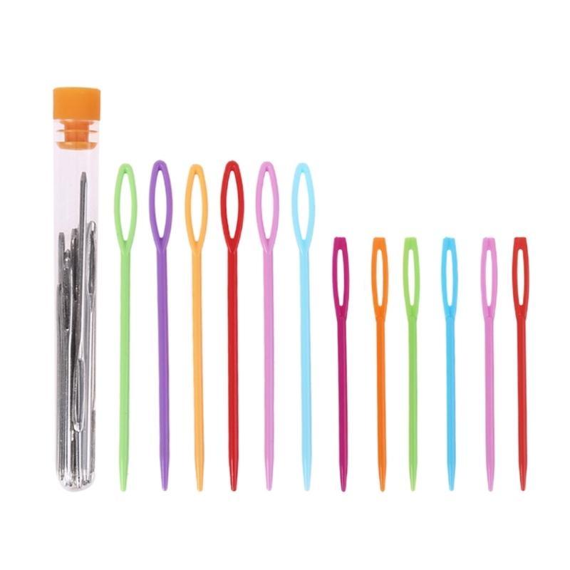 12Pcs Plastic Sewing Needles+18Pcs Large Eye Needles Safety Darning Yarn Lacing Weaving Sewing Needles Projects