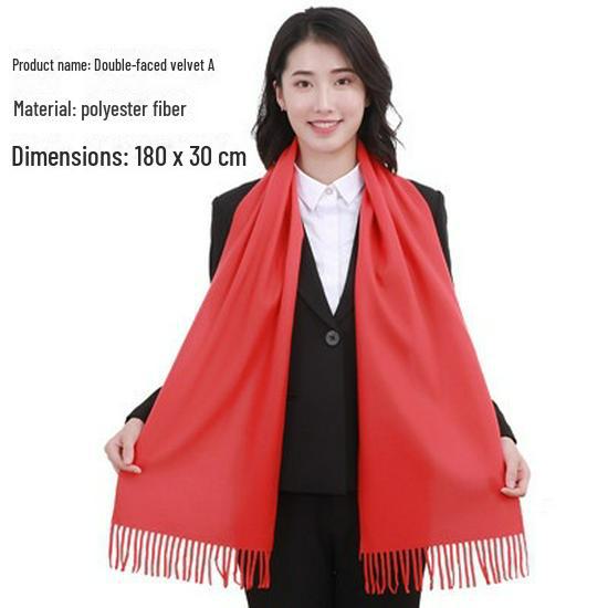 Benutzerdefinierter bestickter Logo Roter Schal für Firmenfeier und Jahrestagung