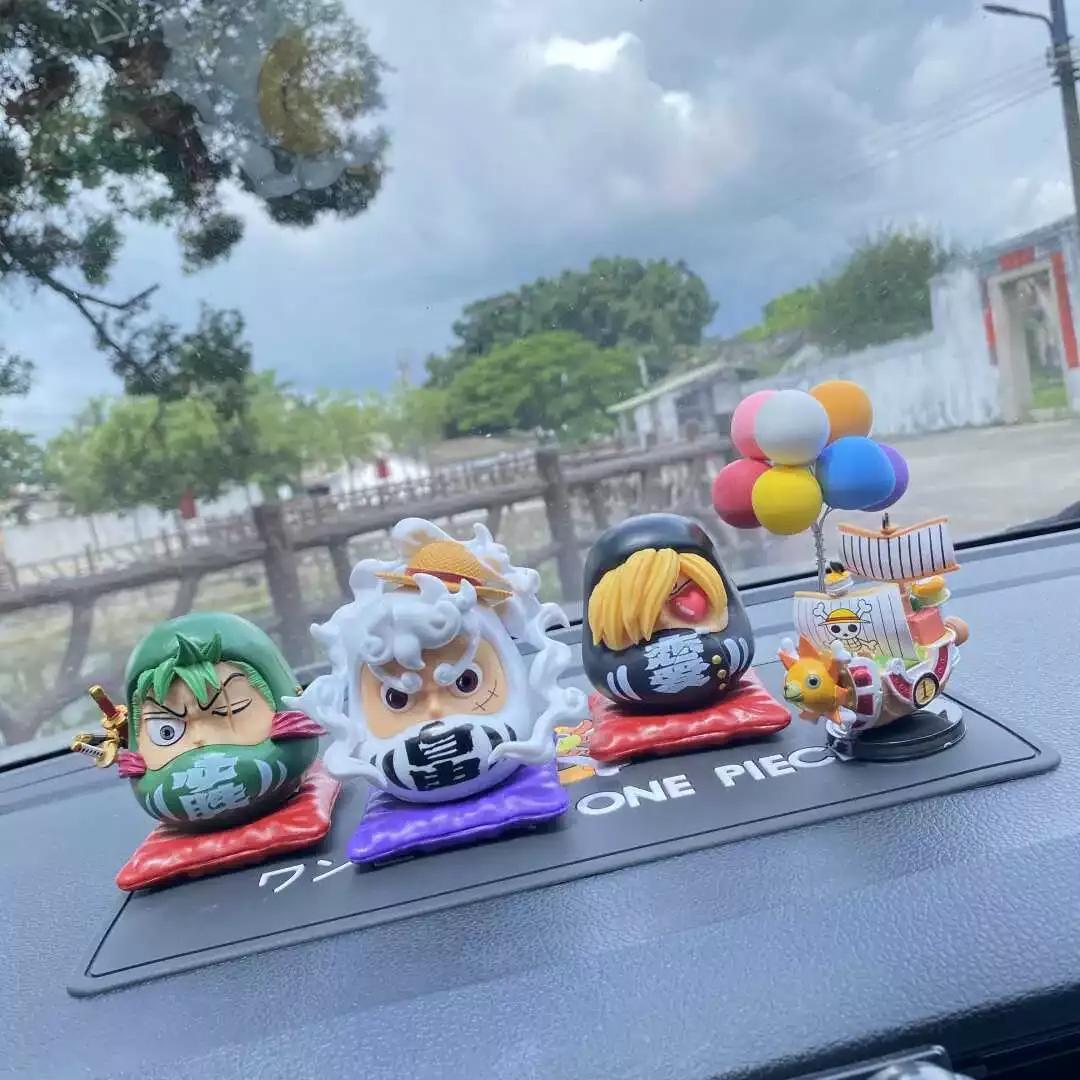 Fashnics Unisex Q-Version One Piece Anime Figure Nika Luffy Zoro Sanji Nami Cos Super Dharma Figurine Pvc Statue Model Toys Car Ornaments