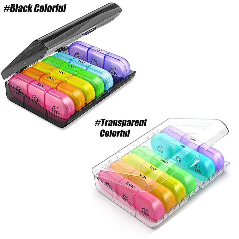 Portable Medicine  Storage Box 7-Day Travel Pillbox 21 Compartments With  Compartments Waterproof And Dustproof