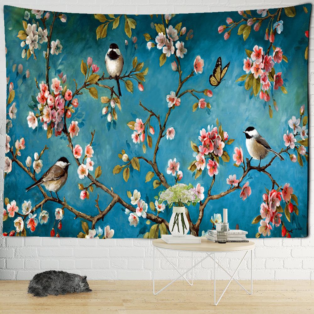 Hand Painted Lotus Tapestry Wall Hanging Bohemian Simple Fresh Hippie Tapiz Bedroom Background Room Decor