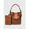 Z Cross-border Women's Bag 2025 New Style Large-capacity Wide Shoulder Strap Single-shoulder Portable Brown Beaded Cross-body Bucket