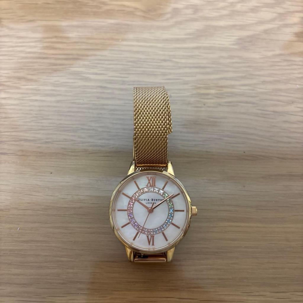 Used Olivia Burton Watch Pink Gold Mesh Strap