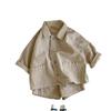 Korean Style Kids Summer Two-Piece Outfit: Trendy Lapel Shirt & Shorts Set for Boys and Girls