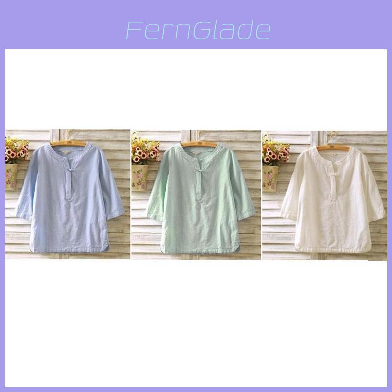 Stylish Womens Vintage Cotton Linen Shirt With Comfortable Loose Sleeves