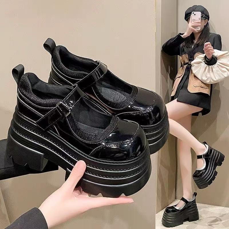 High heels muffin platform main wedding dress wedding bride shoes one word buckle years Mary Jane shoes adult