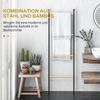 Towel Rail, Freestanding, 4 Bars, 49x5.5x167.5cm, Black/Natural Wood