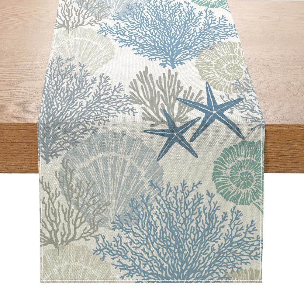 Летняя морская жизнь напечатанный флаг стол льняной напечатанный декор стола маленькая — фото 7