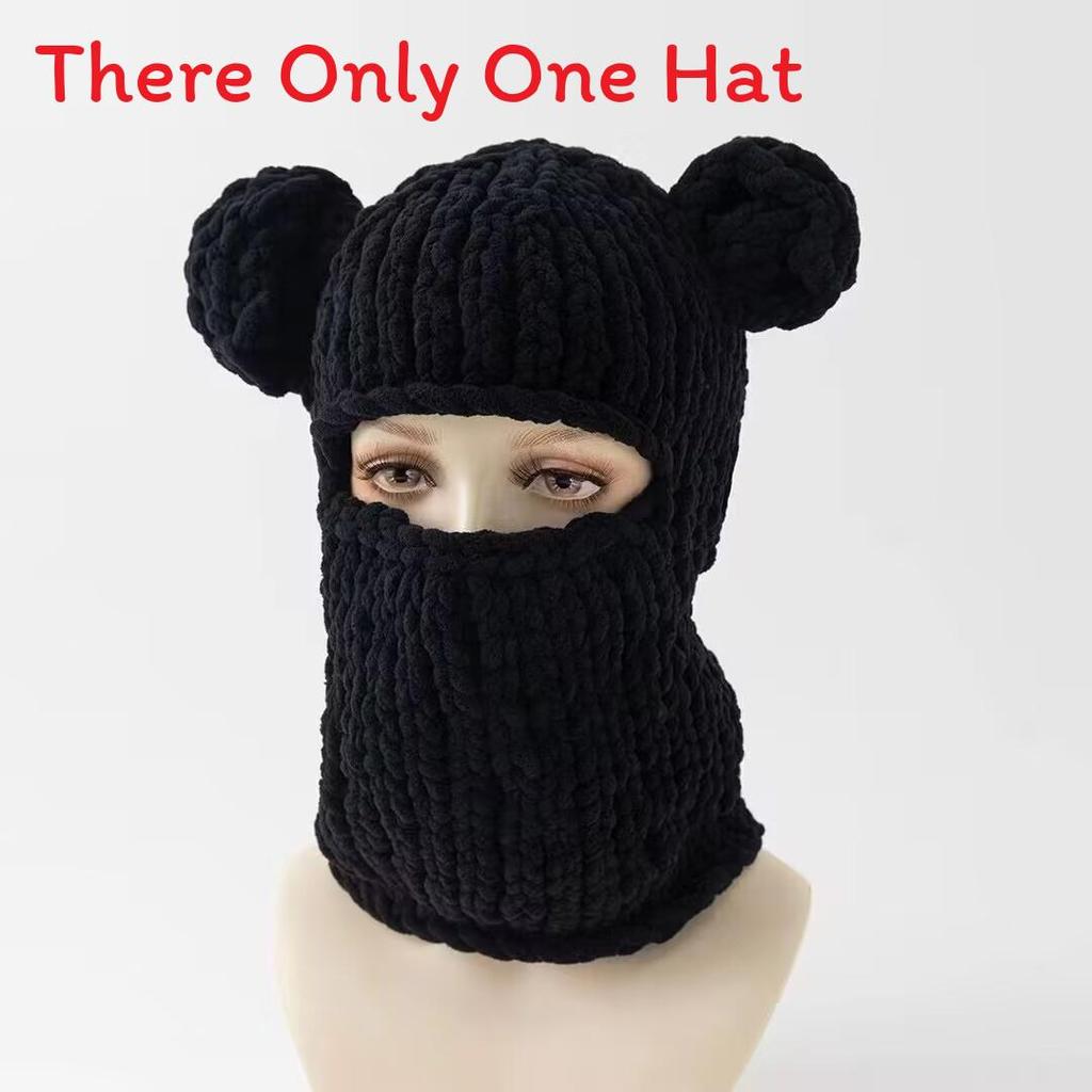 

Handcrafted Demon Knit Hat With Thick Warm Fleece Face Mask For Winter Streetwear Fans Style N