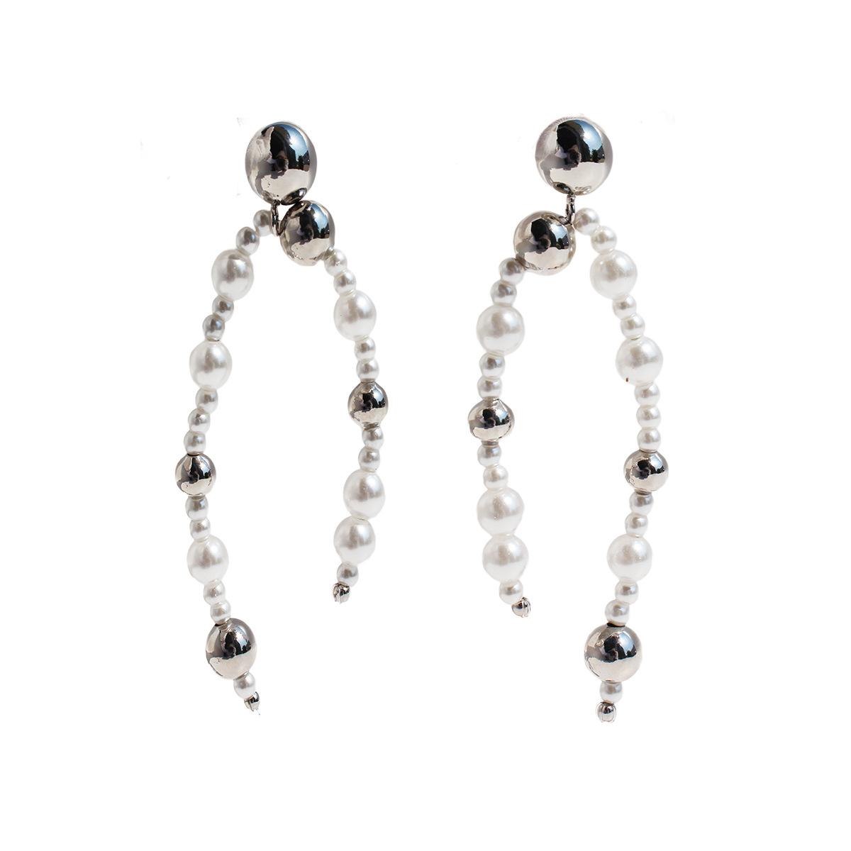 

Оригинальные высококачественные металлические шарики, сращивание, жемчуг Шицзя, длинные серьги с бахромой, модные серьги-гвоздики 701