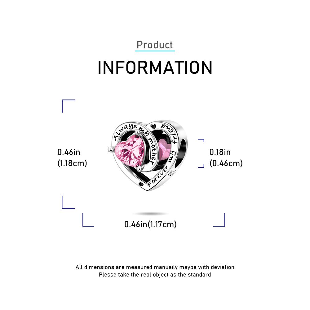 Love Heart Birthstone Beads Birthday Gift Copper Plated For Charms Copper Plated Original Bracelet For Jewelry Making