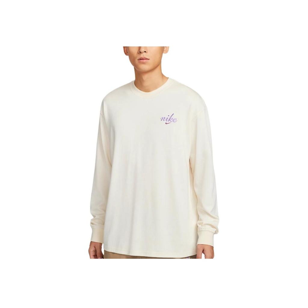 Nike Sportswear FW24 Brand Logo Simple Comfortable Soft Long Sleeve T-Shirt Men Tops Pure-White HQ8166-901