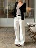 Black Beans Vibe: Women's Summer Mid-Waist Straight-Leg White Jeans