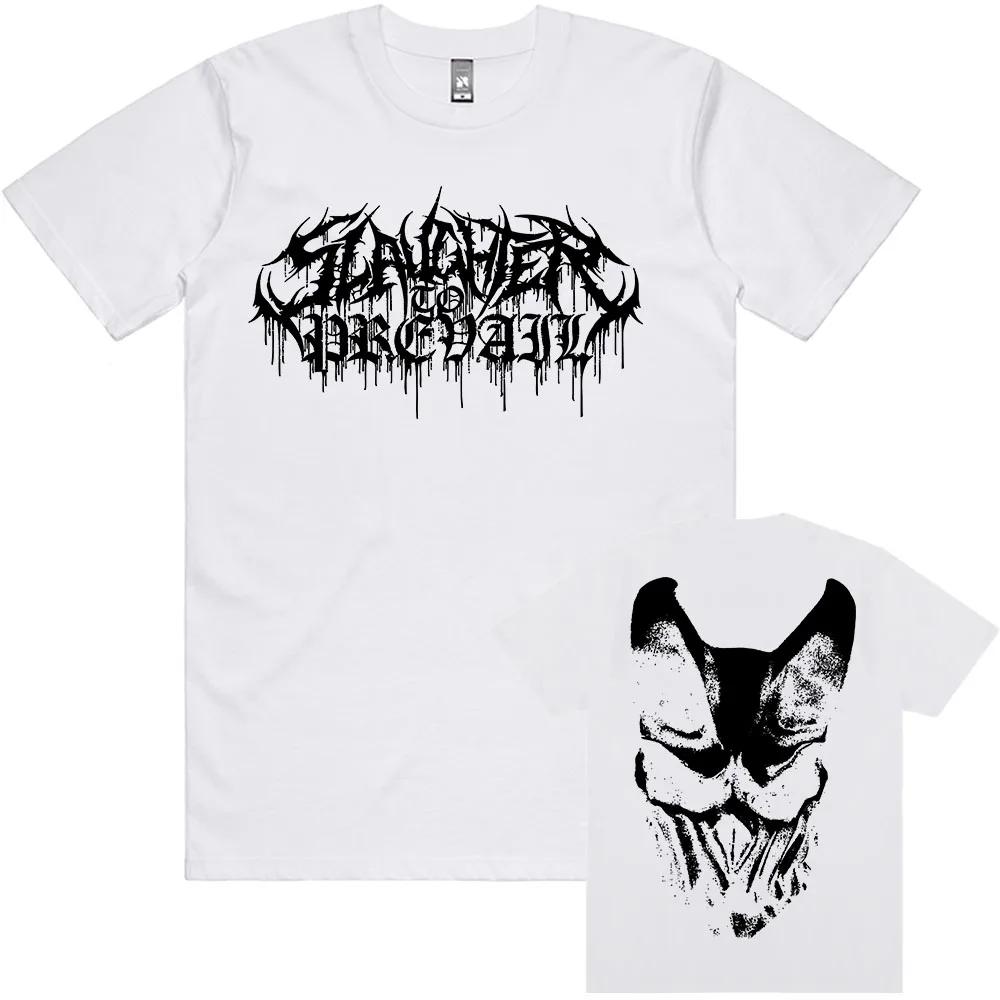 White Logo Mask Graphic Tees SLAUGHTER TO PREVAIL Rock Band Tshirts Hip Hop Unisex Streetwear Cotton Short Sleeve Male T Shirt