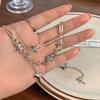 Women  Zircon Cross Pendant Necklace For Women Girl Double Layer Clavicle Chain Necklace Punk Party Jewelry