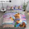 Pomeranian Dog King Queen Duvet Cover Puppy Bedding Collection For Teens Adults Pet Animal Colorful Sky 23Pcs Polyester Quilt Cover