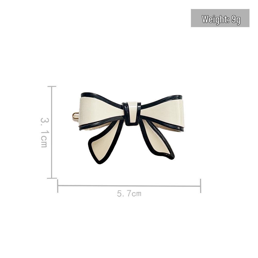 Elegant French Black & White Bow Hair Clip: Versatile Daily Acetate Accessory