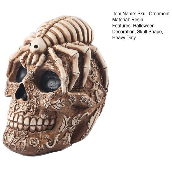 Halloween Skull Ornament Horror Vintage Gothic Flower Spider Skull Head