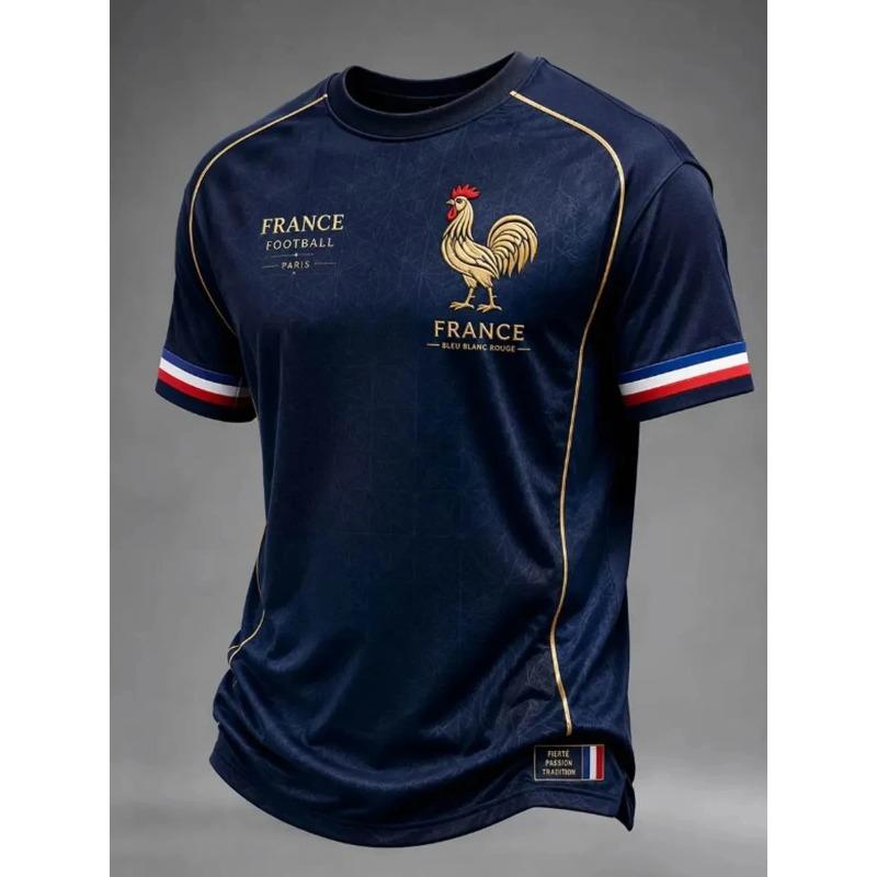 France Style T-Shirt Men Women 3D Print Textured Graphic Top Short Sleeve Casual Streetwear Breathable Quick Dry Summer Wear