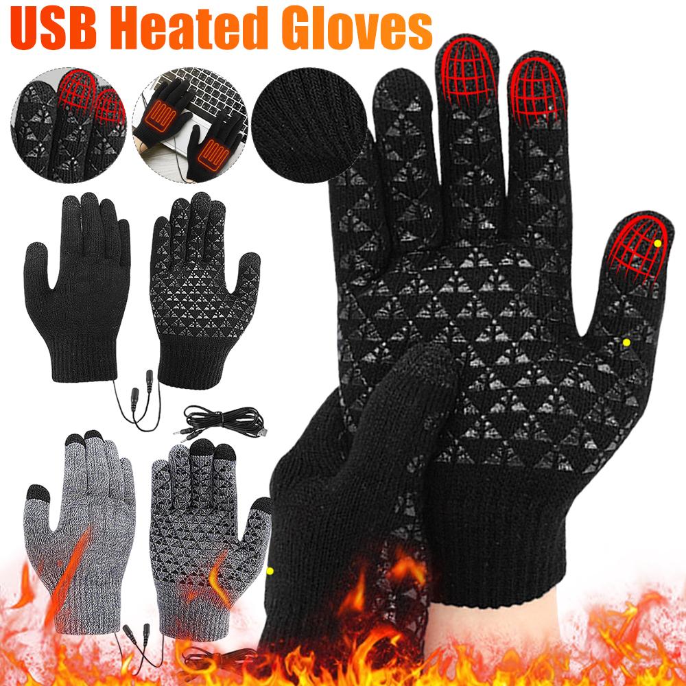 USB Beheizte Handschuhe für Outdoor-Fahren, Klettern, Skifahren, Motorradhandschuhe, Touchscreen-Fäustlinge, Winter Thermische Elektrisch Beheizte Handschuhe