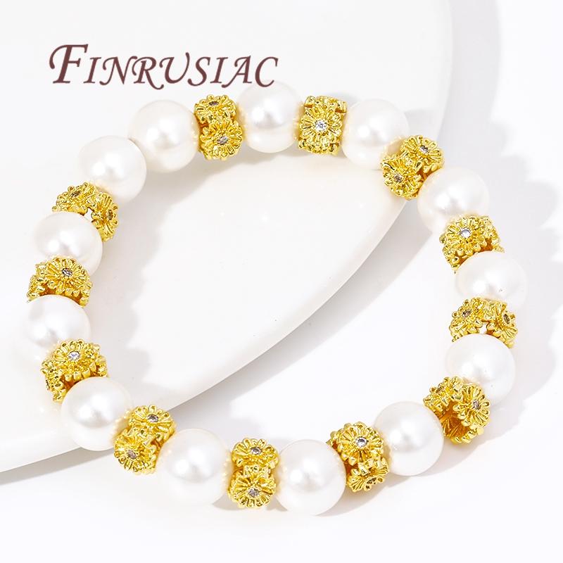 18K Real Gold Plated Large Hole Beads Spacer Beads Separators For Bead DIY Jewelry Making Supplies Bracelets Accessories