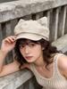 Women Cute Ear Octagonal Beret Summer Bowknot Design Painter Hat Face Slimming Cap
