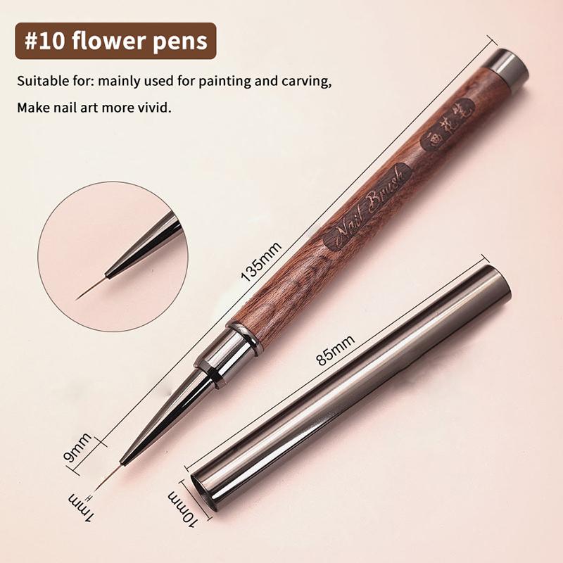 

Sandalwood Handle Nail Drawing Brushes For Manicure Lines Painting Gradient Uv Gel Extension Builder Drawing Pen