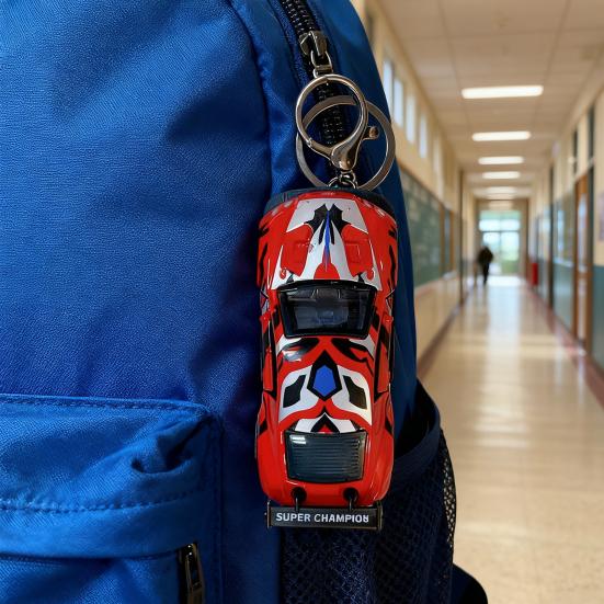 Opening Door Racing Car Keychain Kids Mini Pull-back Graffiti Sports Car Toy Key Ring