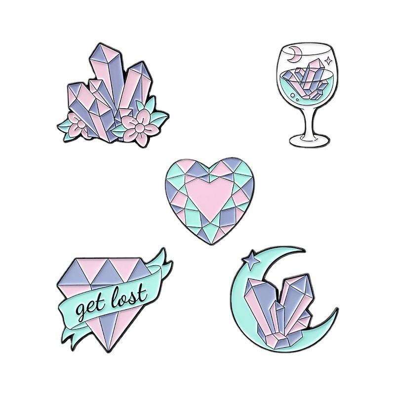 Unique Cartoon Gem Letter Heart Shaped Enamel Brooch For Men And Women Stylish Accessory